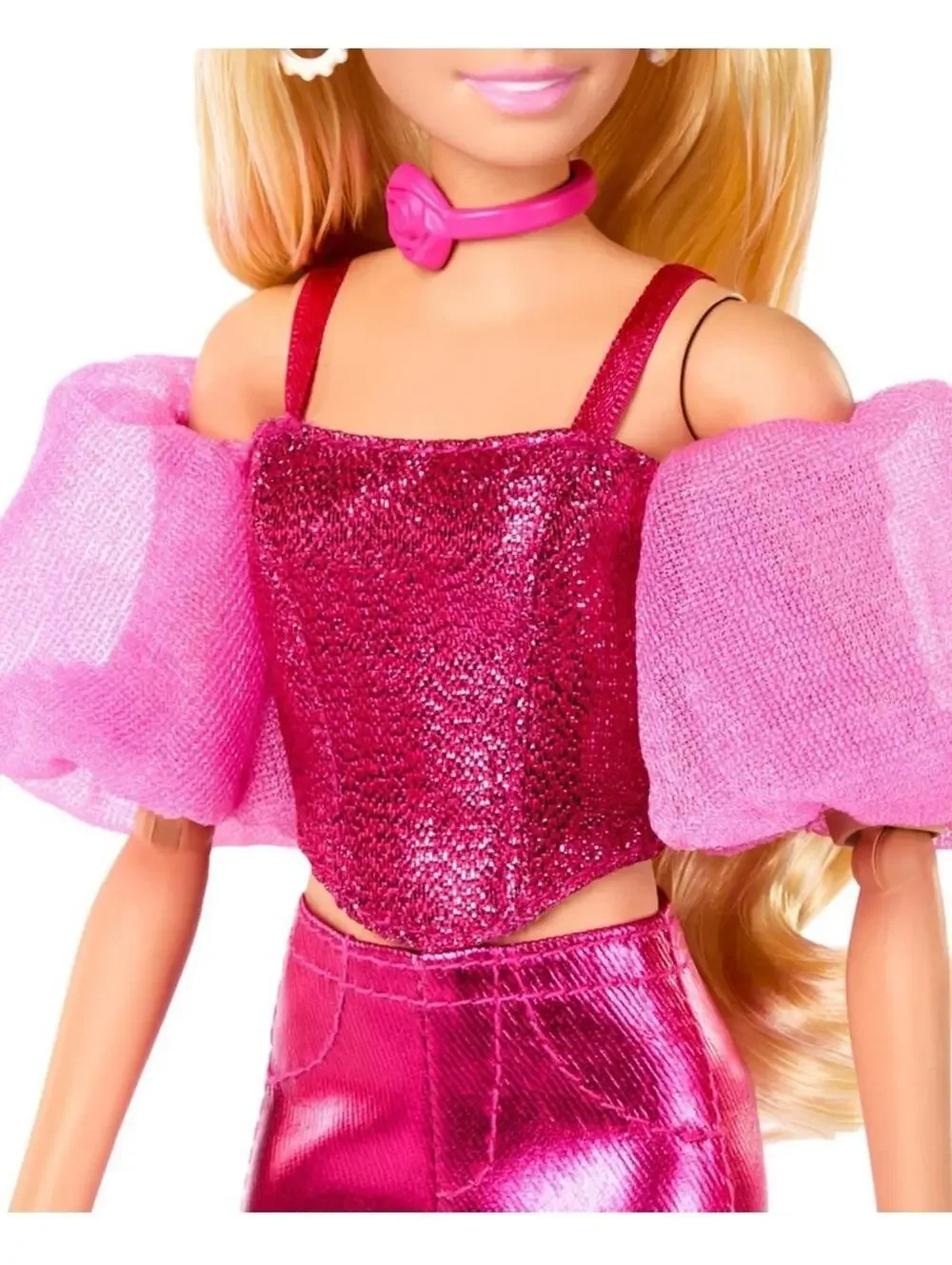Barbie Deluxe Style Fashion Doll #5 in Metallic Pink Outfit JFP40
